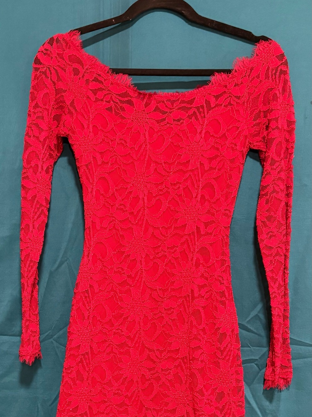 Rue21 Hot Pink Lace Off-Shoulder Bodycon Mini Dress